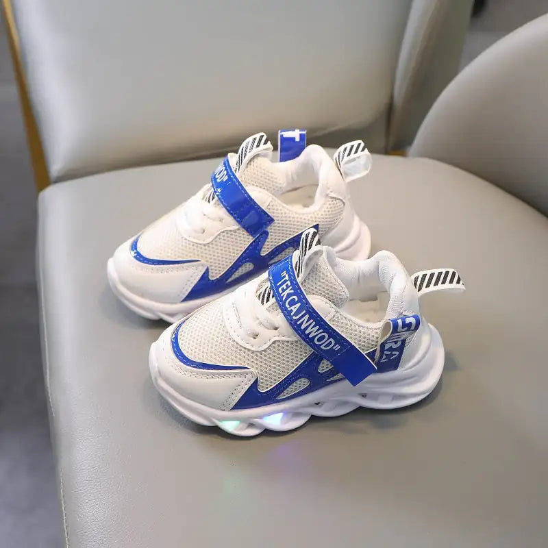 Kids Luminous Breathable Mesh Alphabet Sports Shoes