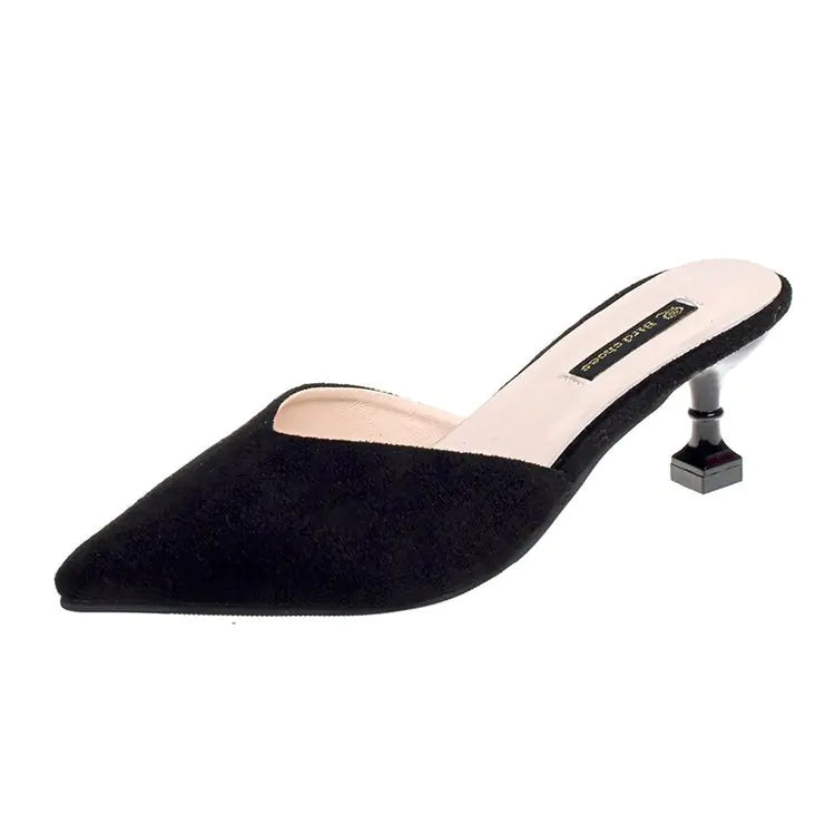 Chic Houndstooth Pointed Toe High Heel Mules for Women