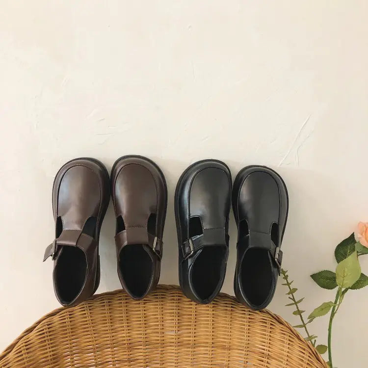Cute Round-Toe Leather Shoes for Kids