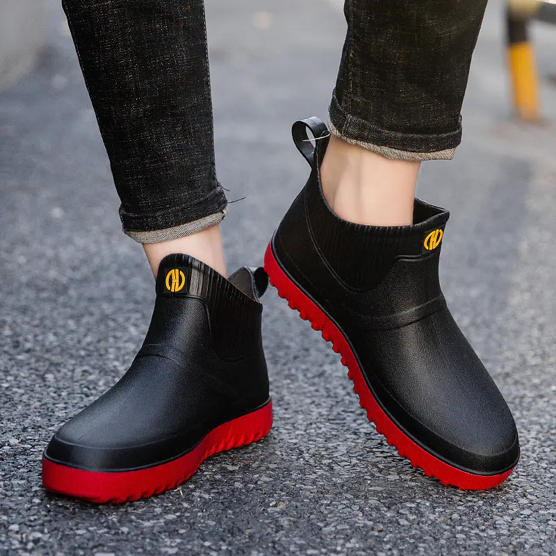 Fashionable Mid-Calf Waterproof Rain Boots for Men