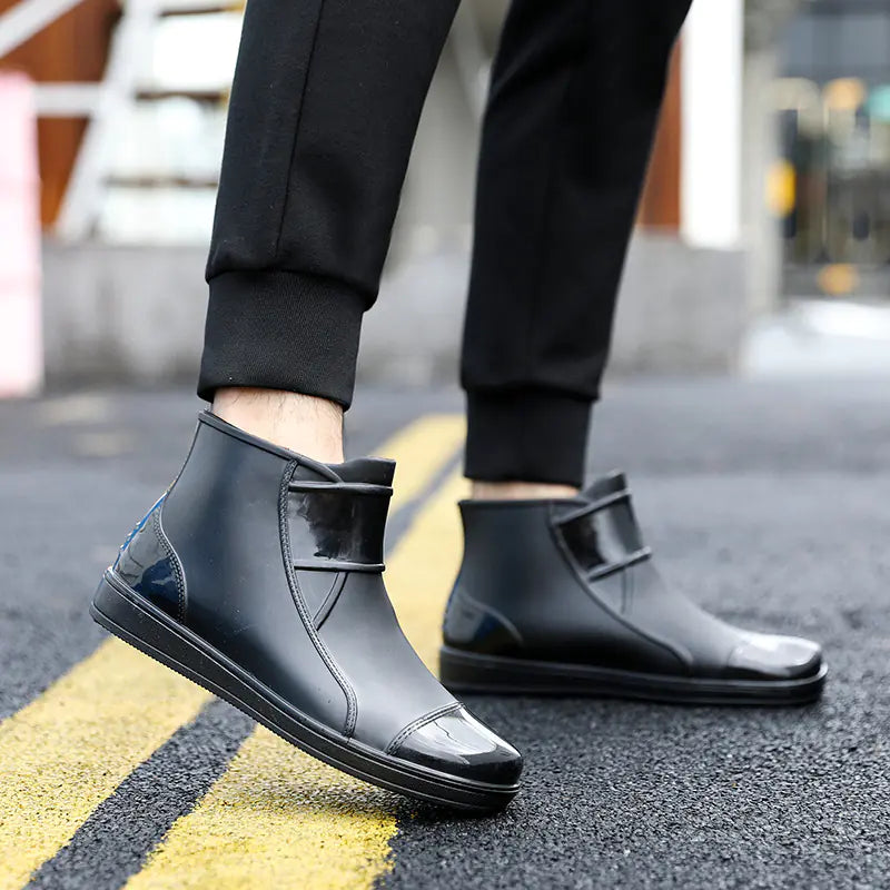 Fashionable Mid-Calf Waterproof Rain Boots for Men