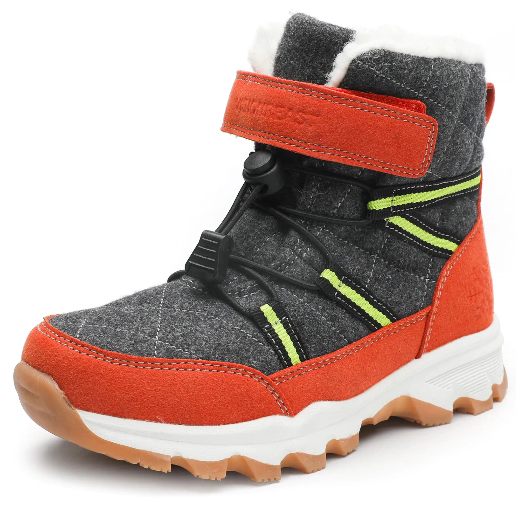 visionreast Boys Girls Wool Lining Snow Boots Winter Walking Boots for Kids Non Slip Unisex-Child Cold Weather Shoes Outdoor Boots French Vermilion 3 Little Kid(34)