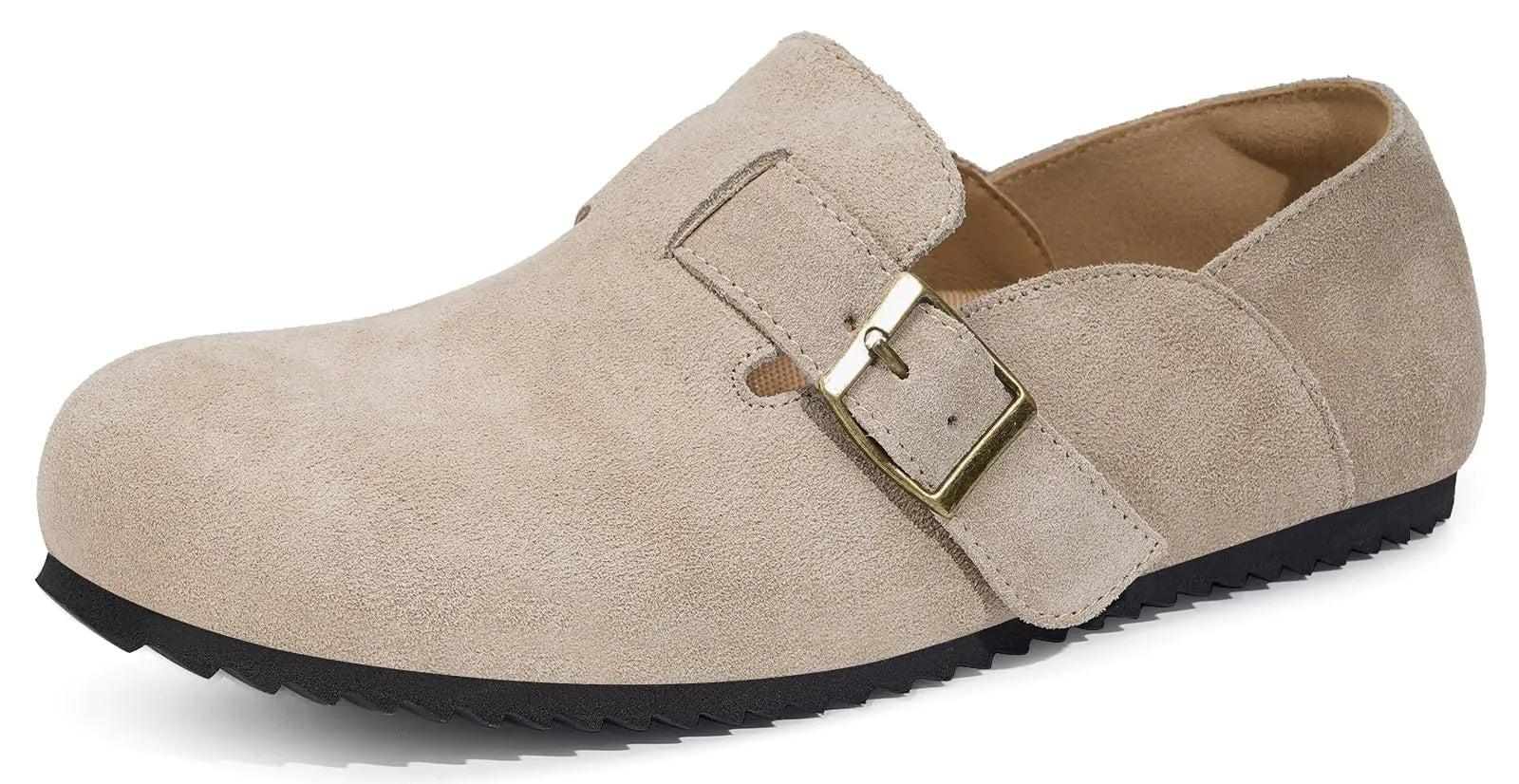 Intini Suede Clogs for Women Leather Mules Comfort Potato Shoes with Arch Support Soft Footbed SandalsBeigeUS 10=EU 41