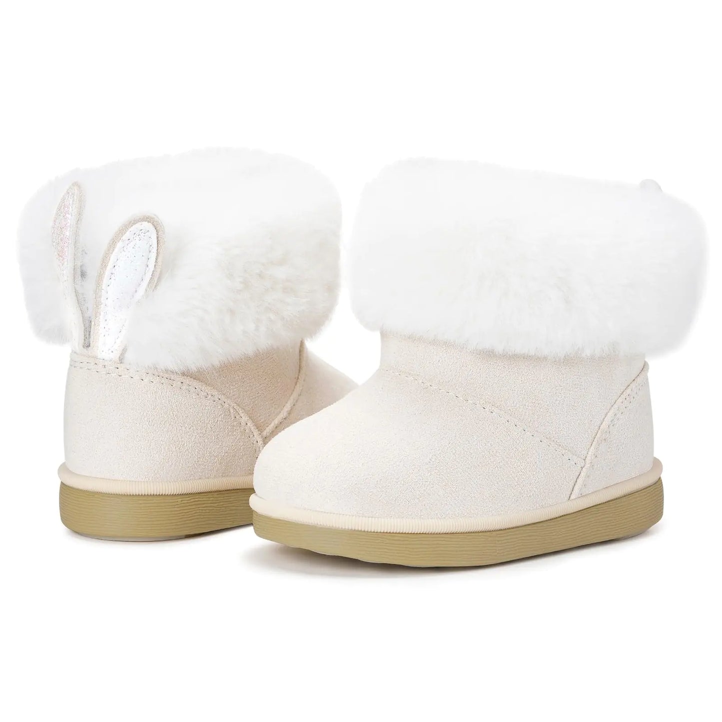 KVbabby Girls Winter Boots Toddler Snow Boots Kids Warm Boots Fur Lined Childrens Princess Ankle Boots Non-Slip White B 5.5 M US Toddler=CN 23