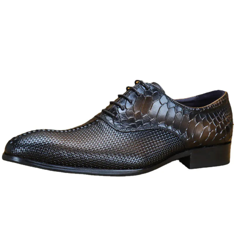 Leather Men's Formal Business Shoes with Pointed Design