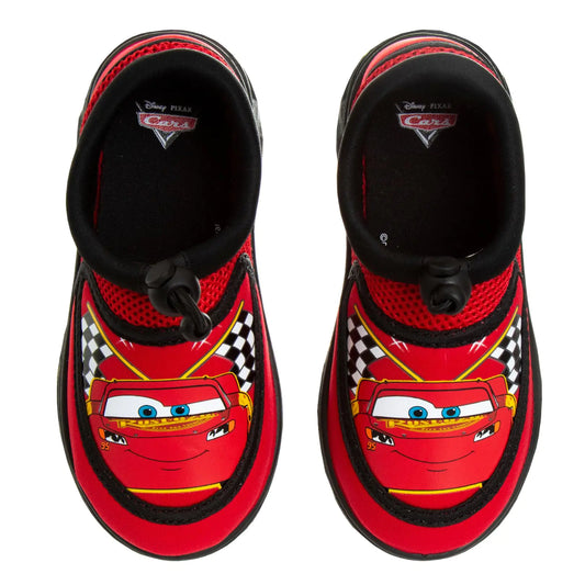 Josmo Cars Water Shoes Kids Boys Sandals Quick Dry - Lightning McQueen Pool Aqua Socks Bungee Waterproof - Red Black (Size 11-12 Little Kid)