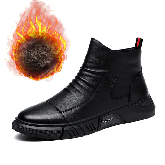 High-Top Leather Military Boots for Men