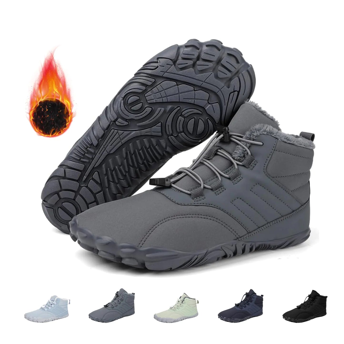Zlinib Hike Footwear Waterproof Winter Barefoot Shoes Walking Hiking Boots for Women Men Trail Running Healthy Non-Slip(A-Gray9)