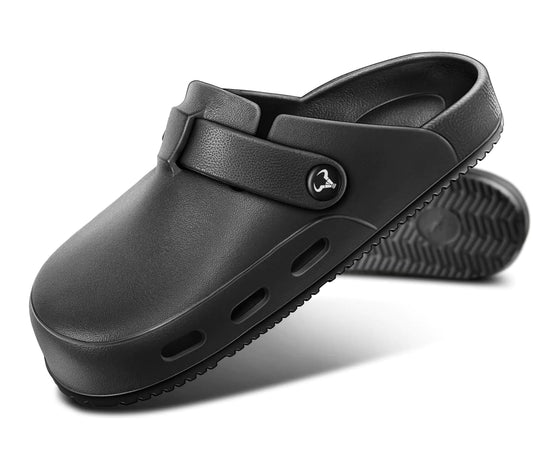 KEMISANT Men Clogs Adjustable Sandals Slip-on Water Shoes Unisex with Cushioned FootbedComfortable Lightweight(Black-7 Women/5 Men)