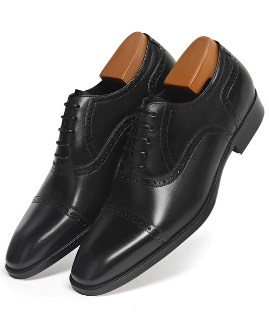 ALIPASINM Mens Oxford Leather Formal Dress Shoes Black