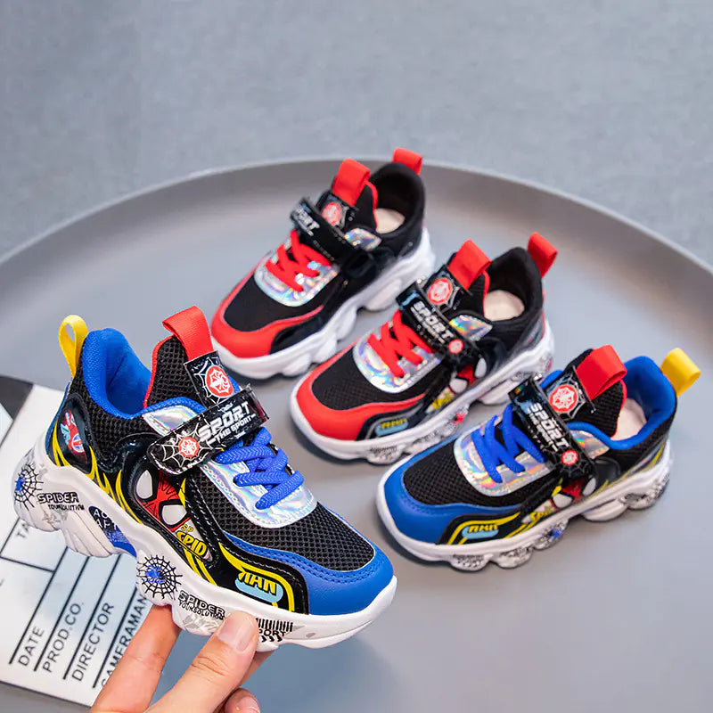 2023 Kids Breathable Spider-Man Running Shoes
