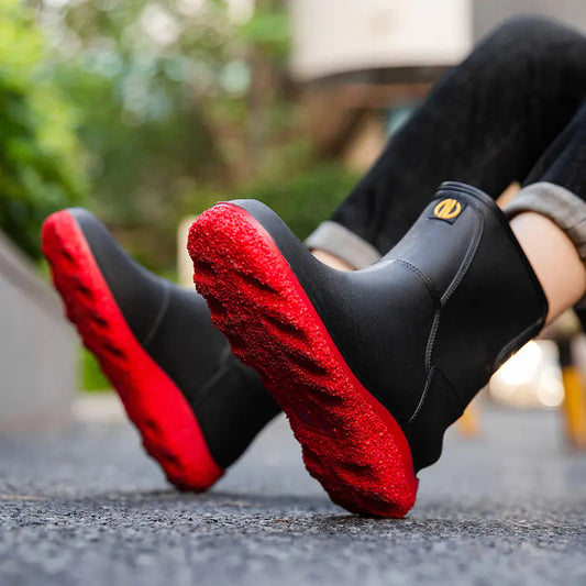 Fashionable Mid-Calf Waterproof Rain Boots for Men