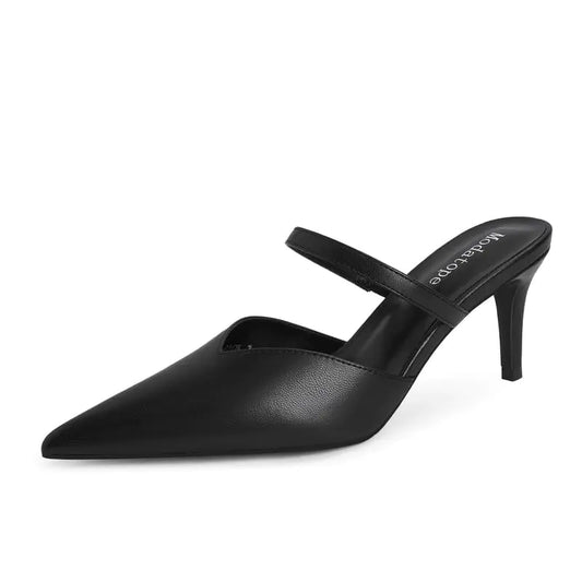 Modatope Heels for Women Black Pumps Close Toe High Heel Pumps Pointed Toe Heeled Mules for Women Size 7