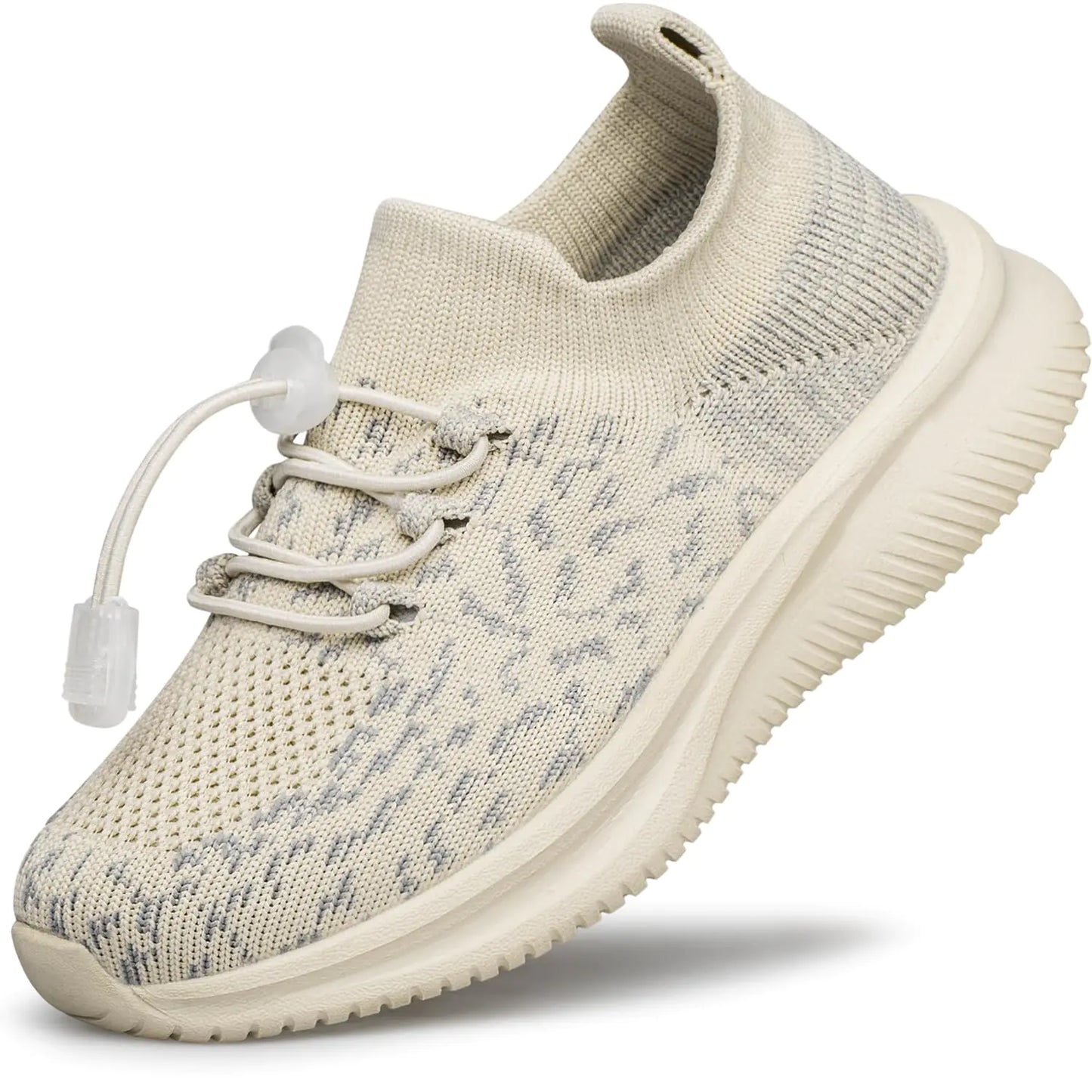 HOKYBATM Boys Girls Shoes Kids Sneakers Lightweight Breathable Athletic Running Tennis Fitness School Child Sock Shoes Beige Little Kid Size 12