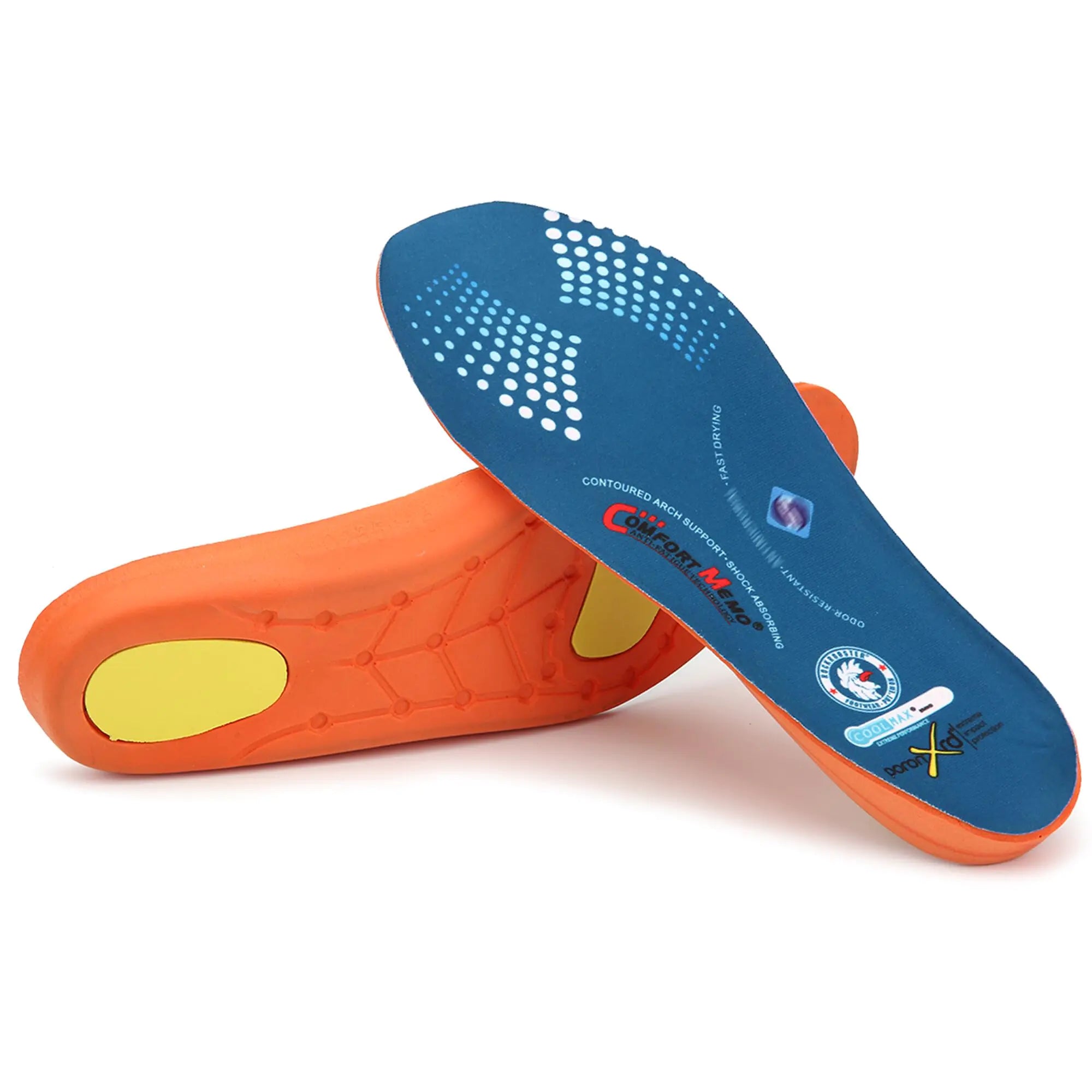 ROCKROOSTER Shock Absorbing Sport Athletic Insoles for Men & Women Shoe Inserts Comfort Arch Support Fast Drying Ideal for Sneakers Running Training Hiking Shoes & Boots Pain Relief (RC920-S)