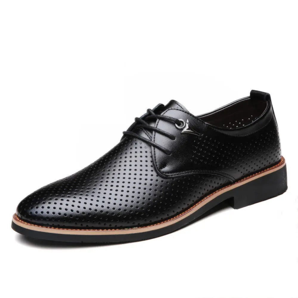 Men's Black Leather Brogue Shoes for Business & Casual