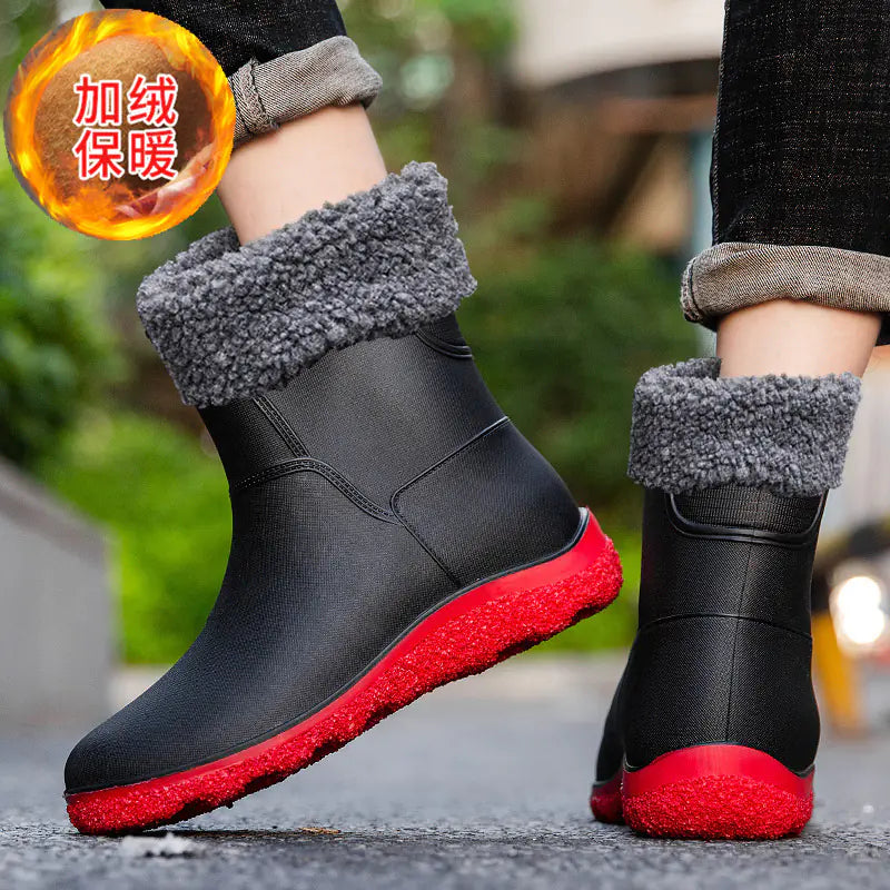 Fashionable Mid-Calf Waterproof Rain Boots for Men