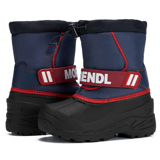 MORENDL Toddler Snow Boots Boys & Girls Waterproof Insulated Winter Boots Warm Non-Slip Cold Weather Kids Hiking Boots Red/Blue Size 10（US Toddler）