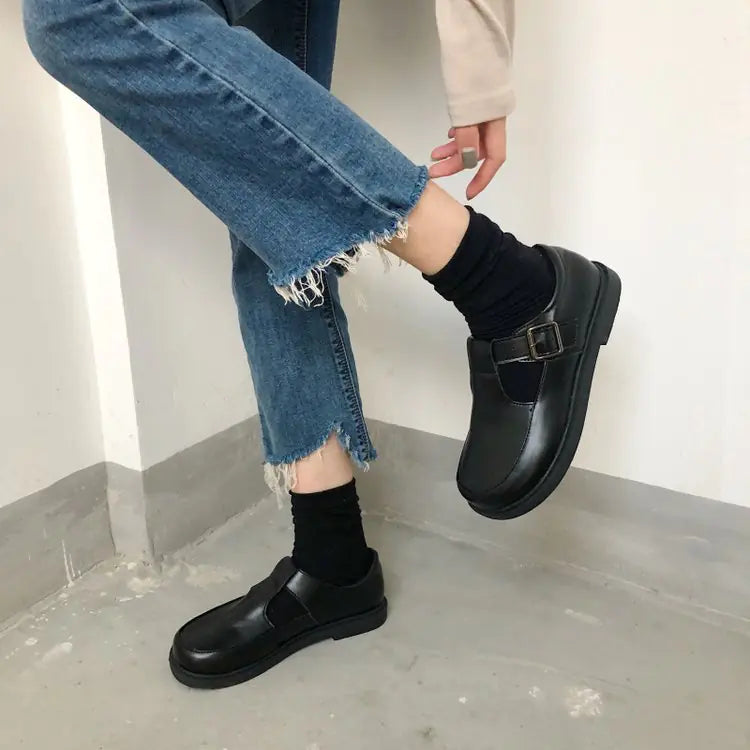 Cute Round-Toe Leather Shoes for Kids
