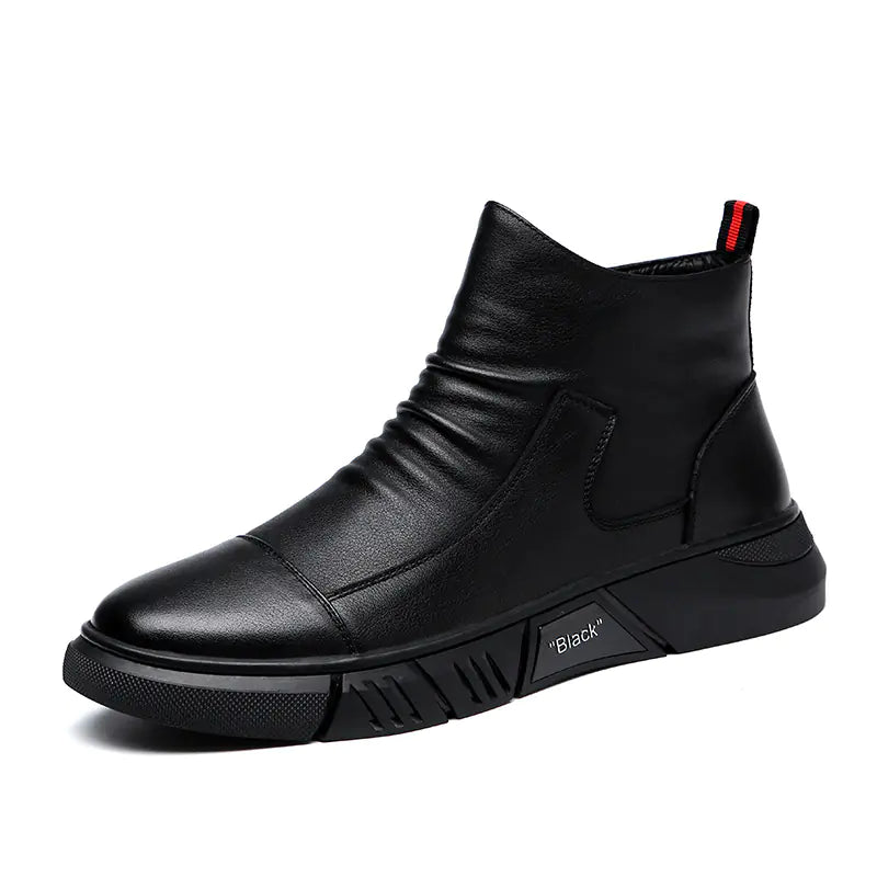 High-Top Leather Military Boots for Men
