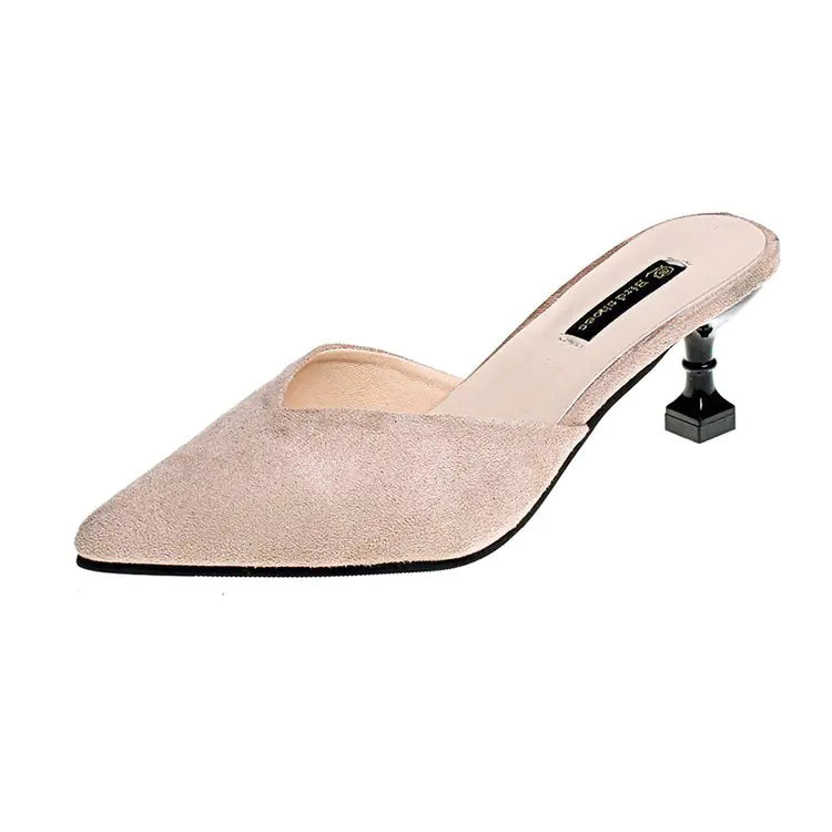 Chic Houndstooth Pointed Toe High Heel Mules for Women
