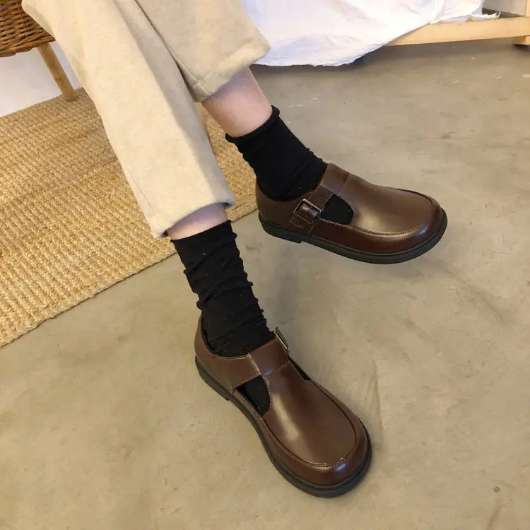 Cute Round-Toe Leather Shoes for Kids