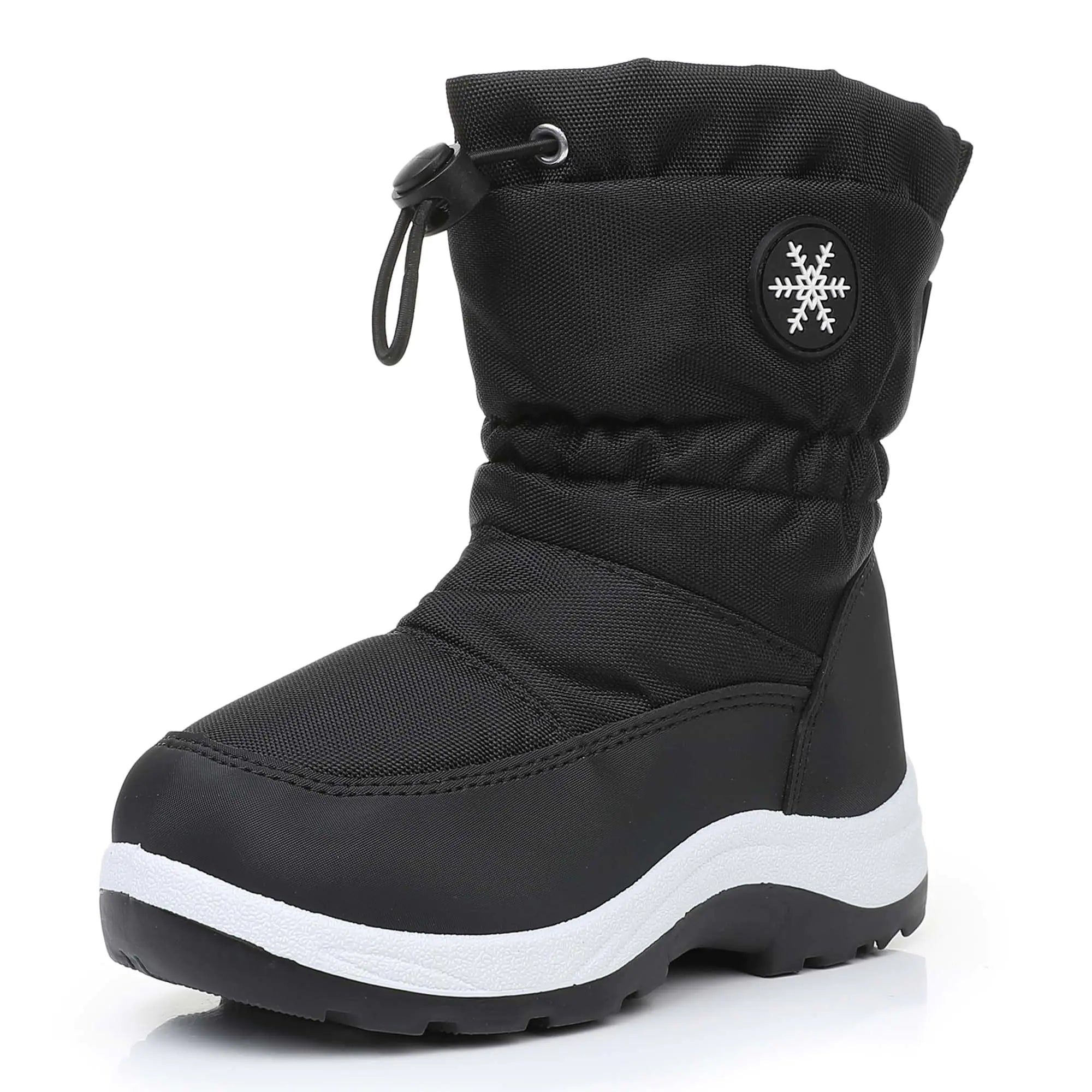 Ahannie Boys Snow Boots Toddler Kids Winter Boots Water Resistant Warm Side Zipper Shoes(Toddler/Little Kid) (Black-10)