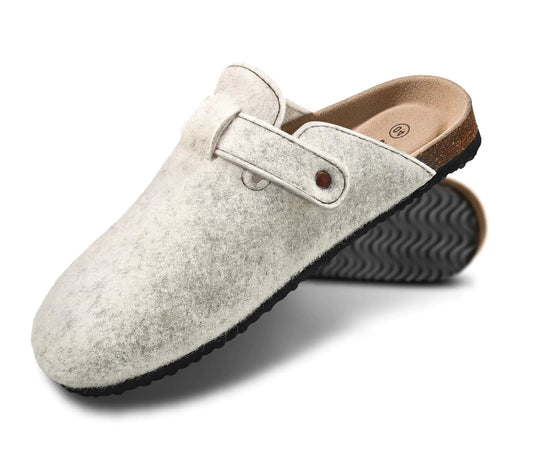 KEMISANT Women ClogsComfort Clogs Slippers Nurse Work Shoes Sandals Unisex for Men Women with Cork-Footbed Cushion(Beige-9 Women/7 Men)